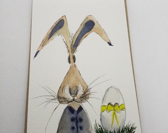 Aquarell,  original, Klappkarte Ostern Hase Osterhase, Unikat,kein Druck