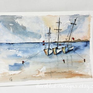 Aquarell,  original, Maritim, Segelboote, Boote, Unikat, Bild, kein Druck