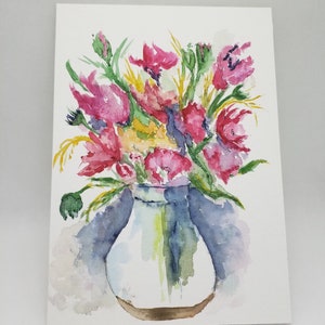 Aquarell, original, Ostern, Blumenstrauß, Unikat, kein Druck Bild 1