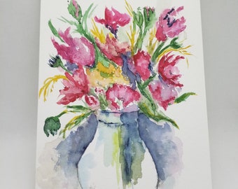 Aquarell, original, Ostern, Blumenstrauß, Unikat, kein Druck