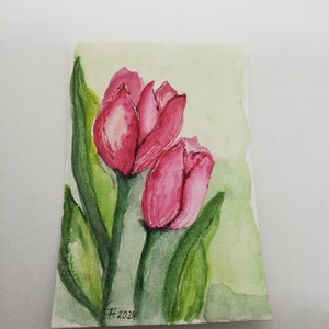 Kleines Aquarell, original, Blume , Unikat, kein Druck