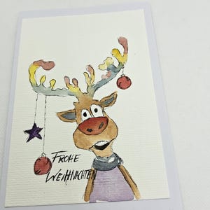 Handgemalt Aquarell Weihnachts Klappkarte Handgearbeitet Original