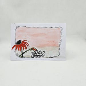 Aquarell,  original, Klappkarte,  Margarite, Unikat, kein Druck