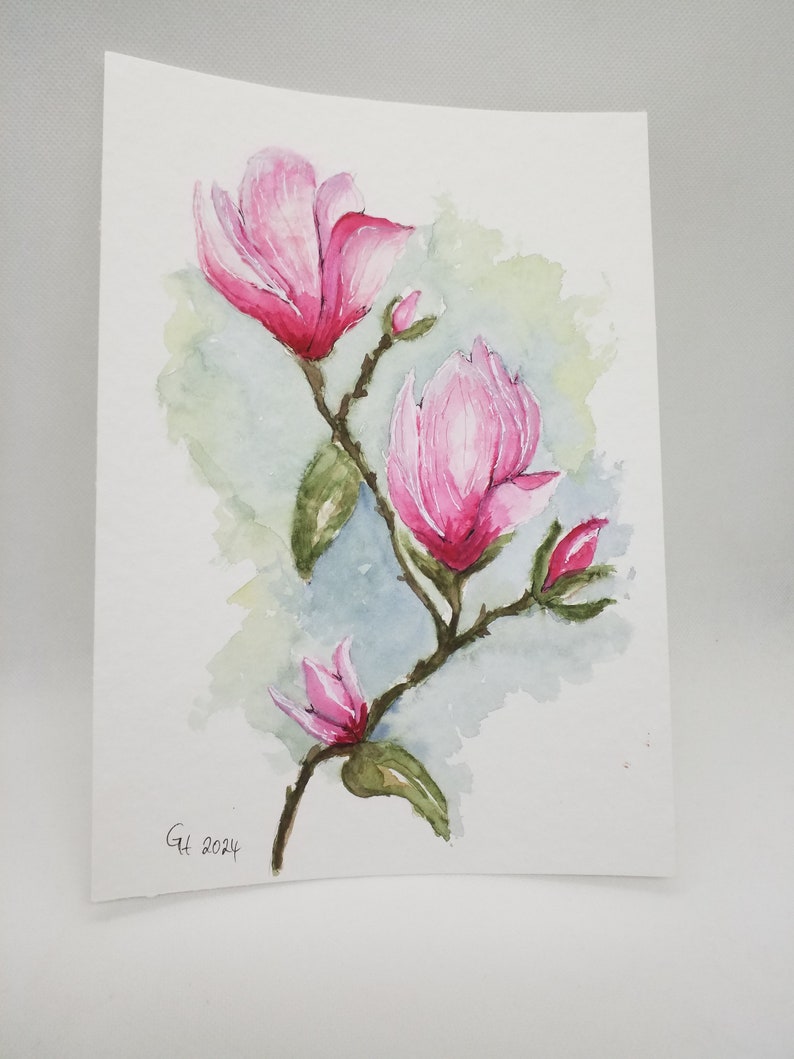 Aquarell, original, Magnolie, Unikat, kein Druck Bild 2