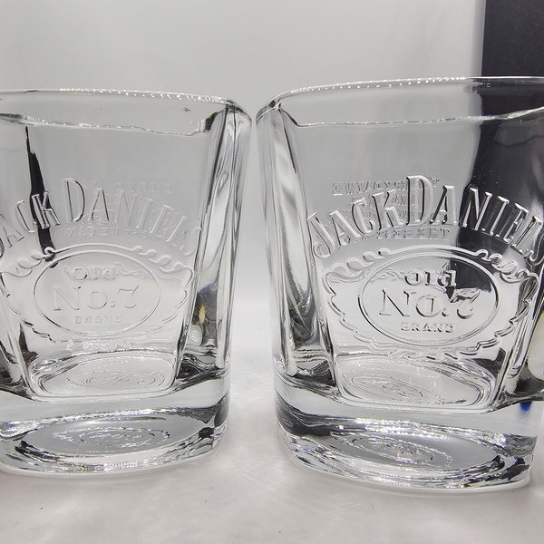Set of 2 Jack Daniels Rare Embossed Glasses