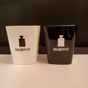 Set of 2 Black And White Disaronno Glasses, Glass