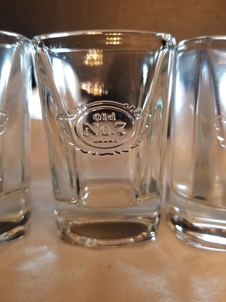 Set of 4 Jack Daniels Embossed Shot Glasses Glass. Bar Etsy