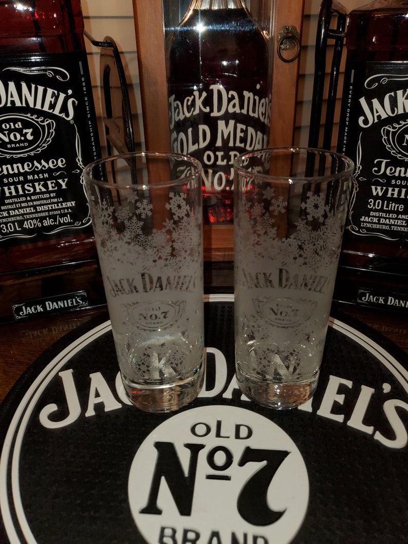 Set of 2 Jack Daniels Frosted Glasses Glass Etsy