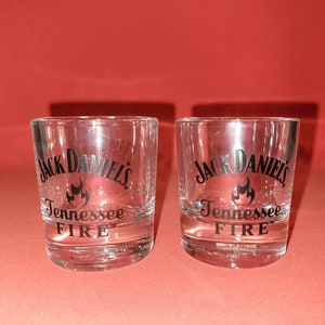 Set of 2 Jack Daniels Tennessee Fire Shot Glasses, Glass