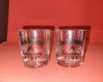 Set of 2 Jack Daniels Tennessee Fire Shot Glasses, Glass