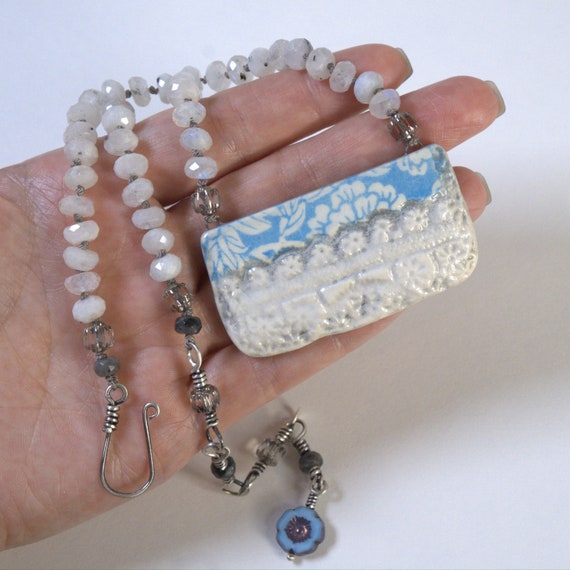 Lace Design Sterling Silver Bead Bib Necklace Lace Design Sterling Silver Bead Bib Necklace
