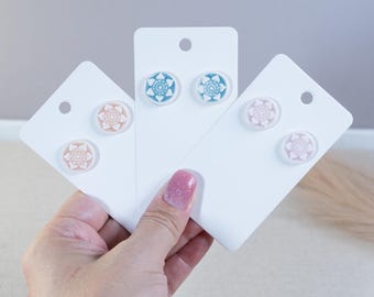 Handmade Porcelain Flower Stud Earrings: Boho Surgical Steel Jewelry