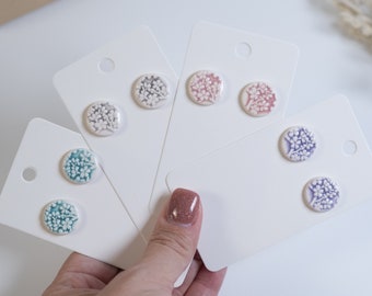 Porcelain Cherry Tree Studs: Colorful Floral Ceramic Earrings