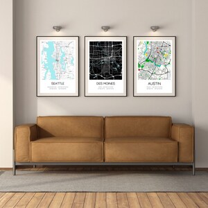 Personalized Map, Custom City Map, Map Print, Modern Map Print, City Poster, Map Poster, Custom Map Wall Art, City Map-DESIGN 2
