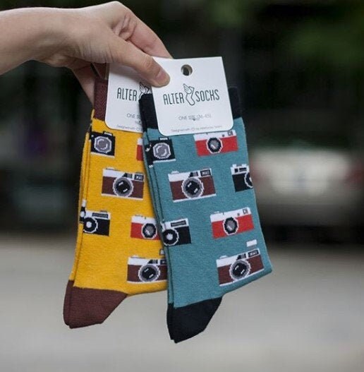 Unisex Camera Socks (Pair) Photography Gift (2 Colours)