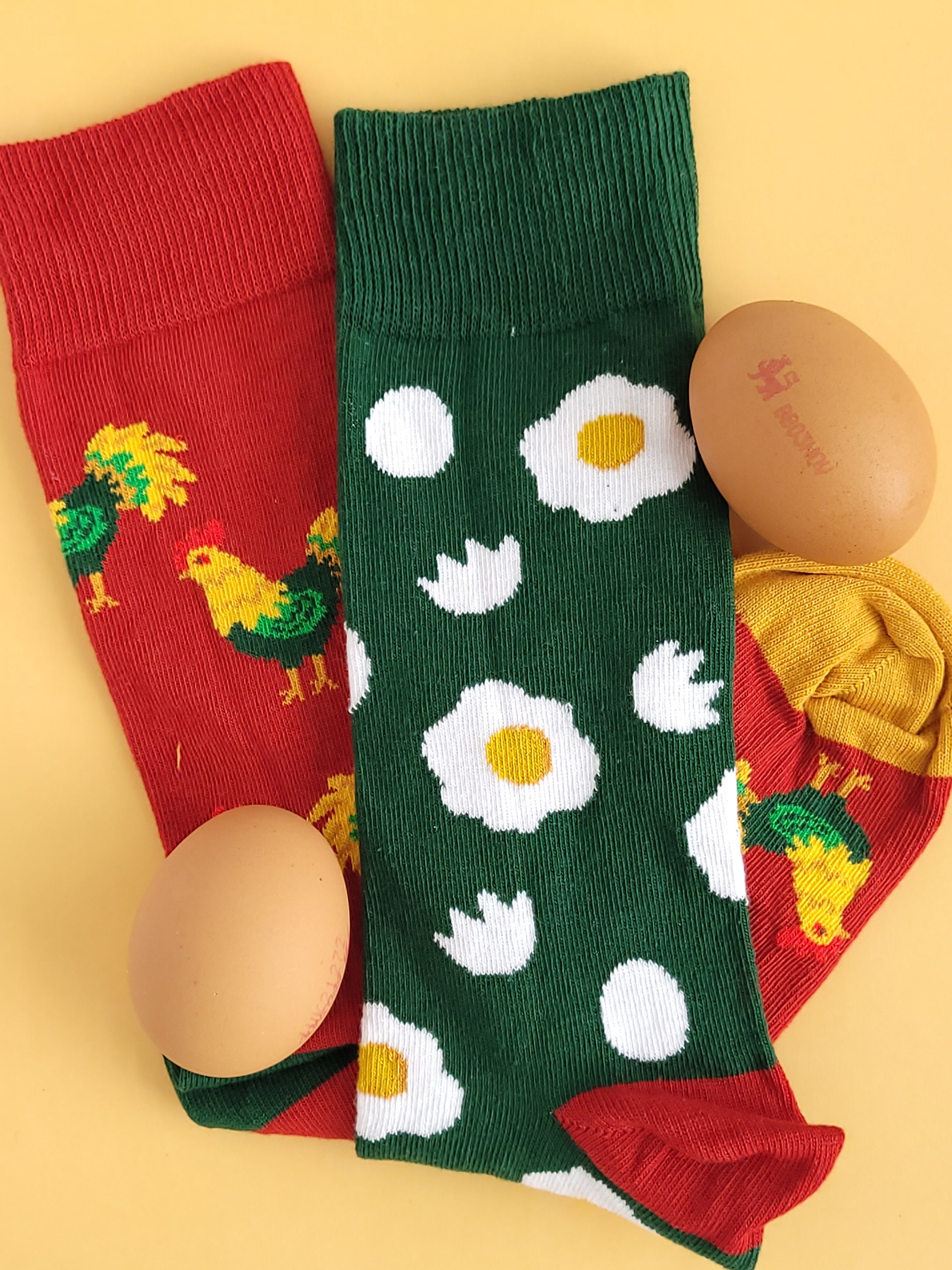 Men's Chicken and Eggs Socks pair Novelty Animal Socks Etsy Australia