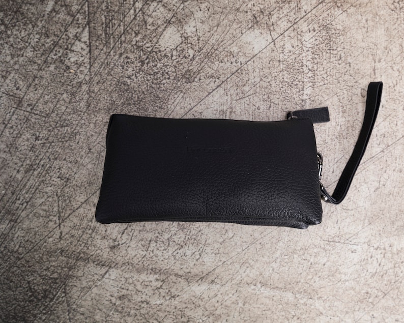 Handmade Black Genuine Leather Organizer Portfolio Handbag for women RFID Protection with Card Slots by BoulettaCase