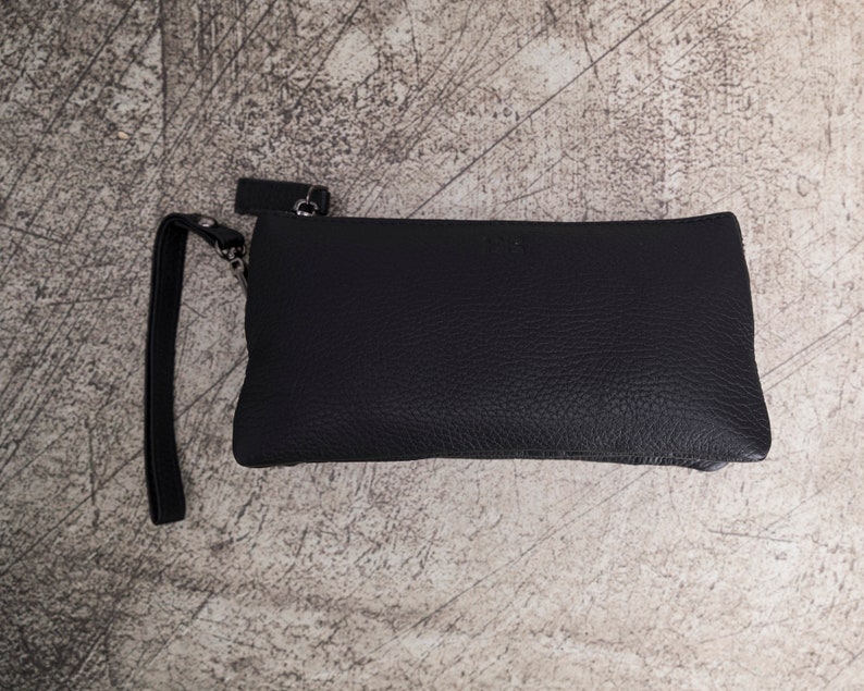 Handmade Black Genuine Leather Organizer Portfolio Handbag for women RFID Protection with Card Slots by BoulettaCase
