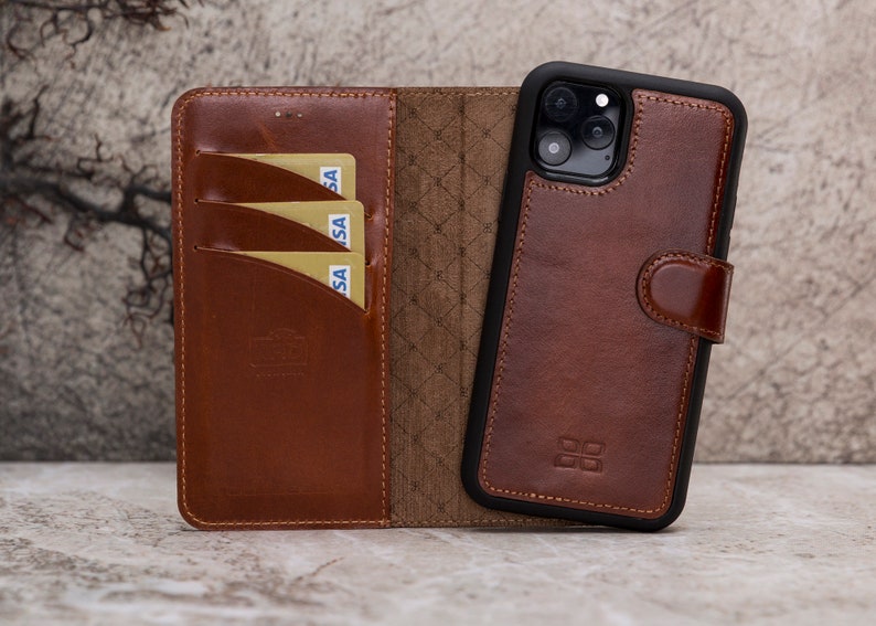 iPhone 11 Pro 5.8/'/' Protective iPhone 11 Pro Back Cover Case Genuine Leather Magnetic Detachable Protective Wallet Case with Card Slots