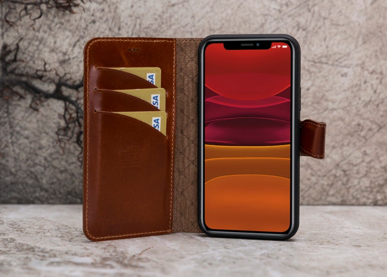 iPhone 11 Pro 5.8/'/' Protective iPhone 11 Pro Back Cover Case Genuine Leather Magnetic Detachable Protective Wallet Case with Card Slots