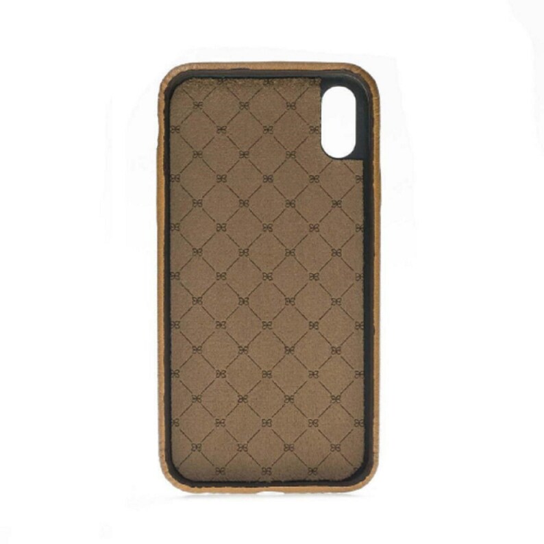 Apple iPhone XXS Handmade Tan Genuine Leather Full Protective Back Cover Phone Case with Credit Card Slots by BoulettaCase