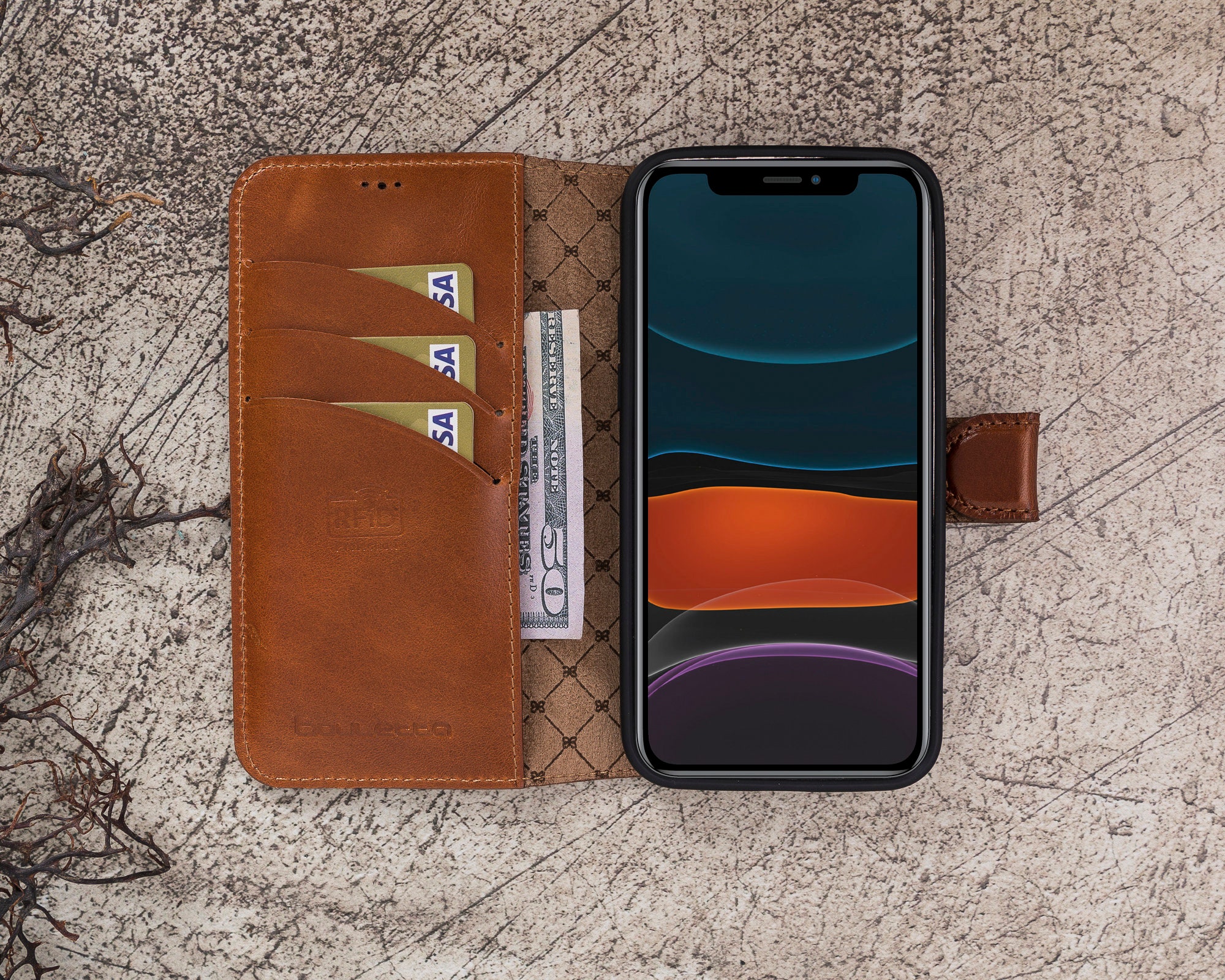 Genuine Leather Apple Iphone 12 Pro Max 6 7 Wallet Etsy