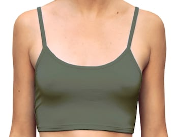 Solid Olive Green Cropped Tank Spaghetti Strap Cami Mix N - Etsy Canada