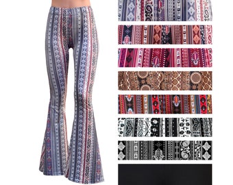 printed bell bottom leggings