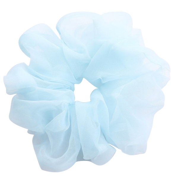 Sky Blue Oversized Scrunchie Extra Big Pastel Color Sheer Organza See-Through Ponytail Holder Hair Tie Accessory