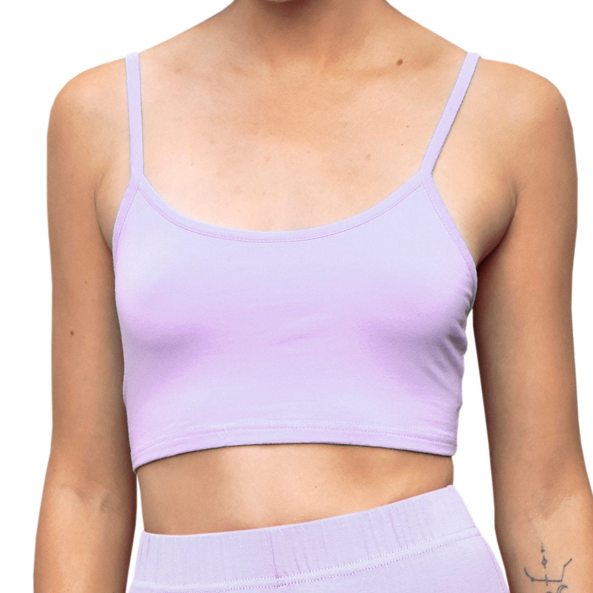 Mix Spaghetti N Purple Etsy Match Top Crop Cropped Strap Solid Cami Tank - Lavender
