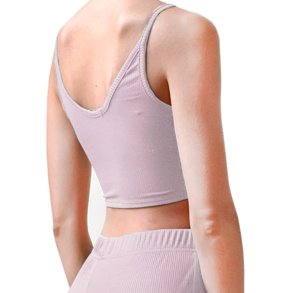 Ribbed Solid Pastel Cropped Tank Spaghetti Strap Cami Mix N
