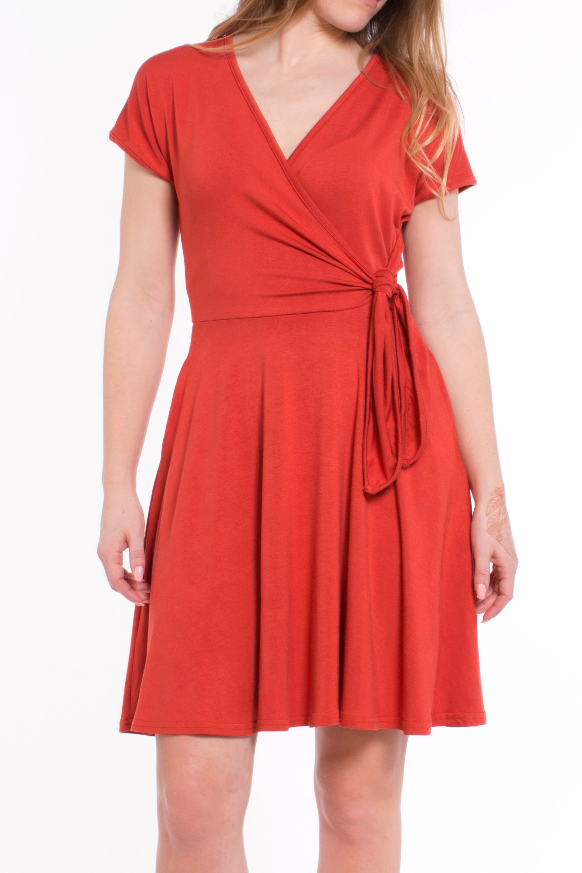 Red Wrap Dress Surplice Crossover VNeck Short Sleeve Fit & Etsy