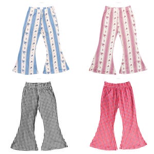 Little Girls Bell Bottom Boho Tie Dye Floral Paisley Checker Print Stretch Flared Legging Yoga Pants Toddler Kids Sizes 2T-5T, 6-8 image 6