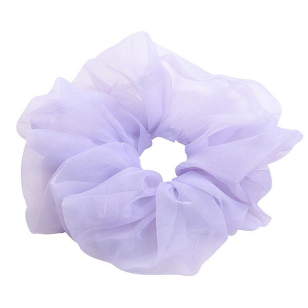 Lavender Purple Oversized Scrunchie Extra Big Pastel Color Sheer Organza See-Through Ponytail Holder Hair Tie Accessory