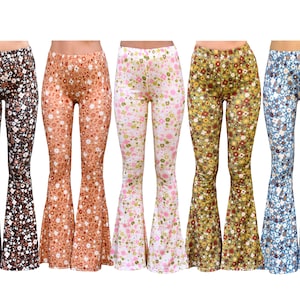 Ausgestellter Schlag Stretch Yoga hoch taillierte Boho Blumen Print Bequeme 70er Jahre Hippie Boho Festival Legging Loungewear Hose