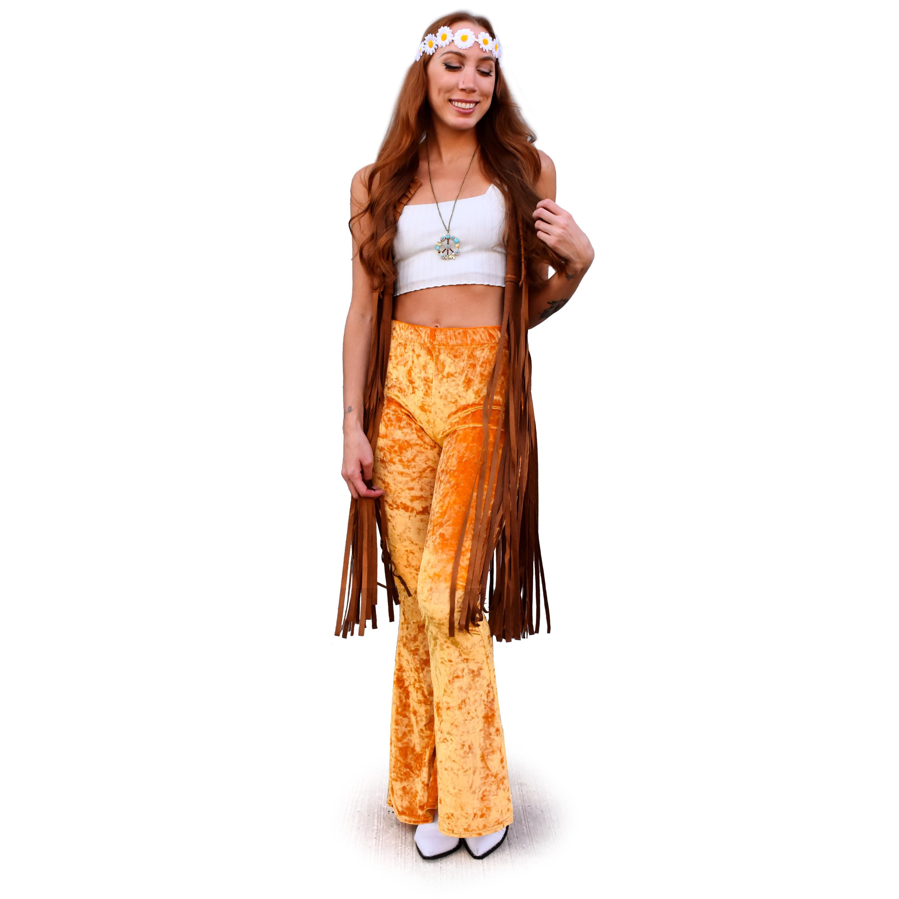 Crushed Velvet Bell Bottom Flare Stretch High Waisted Rise