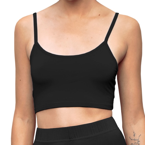 Solid Black Cropped Tank Spaghetti Strap Cami Mix N Match Crop Top -   Canada