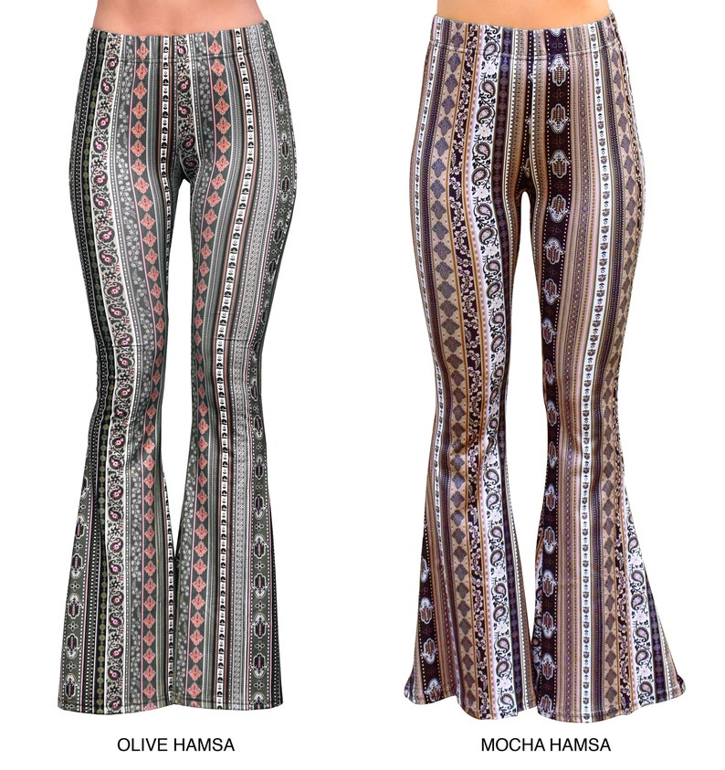 Bell Bottom Flare Stretch Yoga High Waisted Boho Floral Print Comfy 70s Hippie Bohemian Festival Legging Loungewear Pants image 8