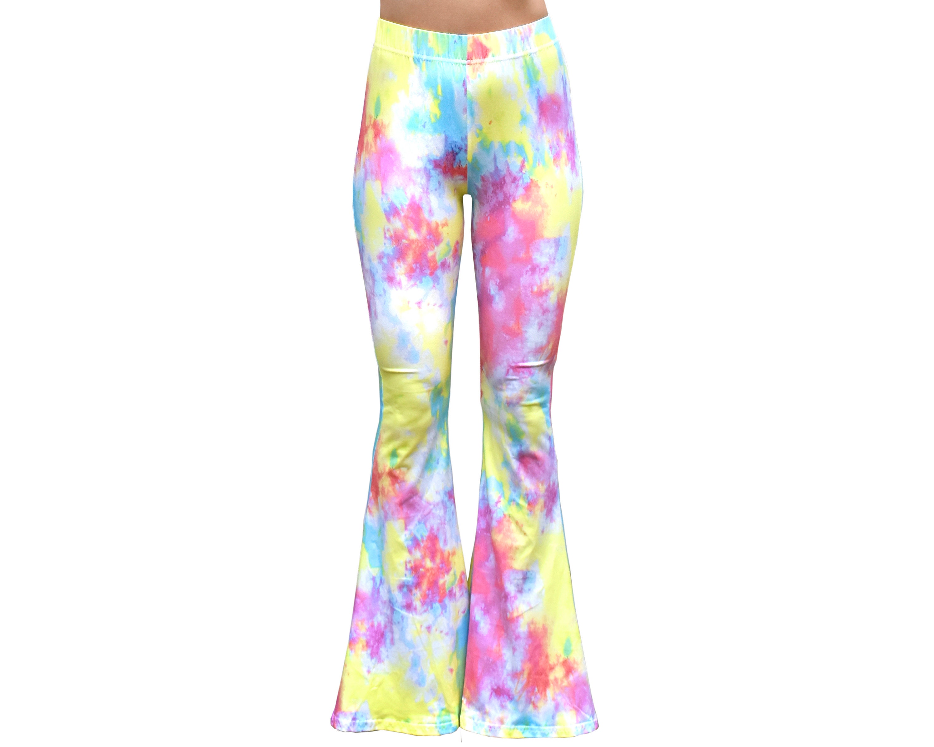 Pastel Rainbow Ombre Yoga Leggings Women, Tie Dye Gradient Kawaii