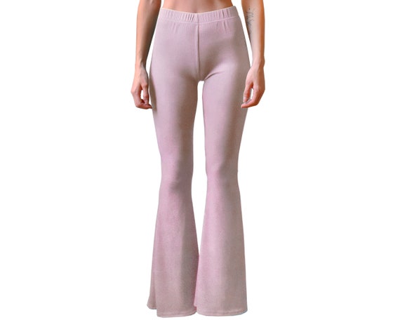 Mauve Purple Ribbed Bell Bottom Flare 