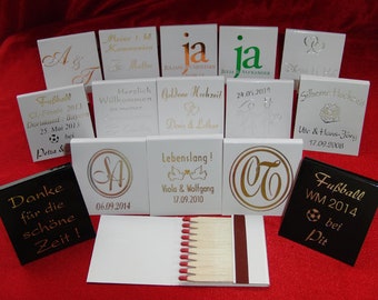 50 matchbooks, individually printed for your wedding, wedding reception, engagement / matchbook / guest gift