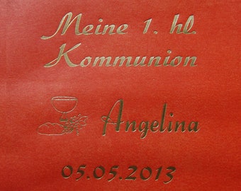 50  bedruckte DUNI-Serviettentaschen mit Namen: KOMMUNION/Erstkommunion/1. hl./Tischdekoration, individuell