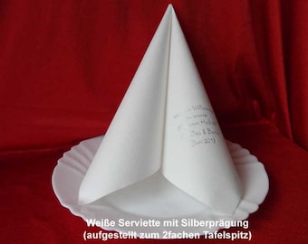 Silberhochzeit: mit IHREN Namen bedruckte Servietten zur/für silberne Hochzeit/Jubiläum, Dinner