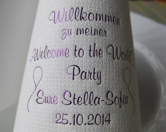Printed napkins with names (50 pieces) individually for the BAPTISM/baby shower/coffee table/baby shower/girls/purple