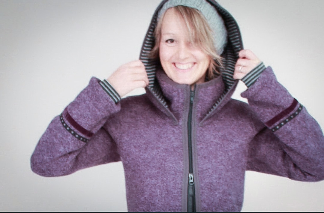 Merino Wollwalk Mantel Damen Winter Kapuze Mantel Walkwolle