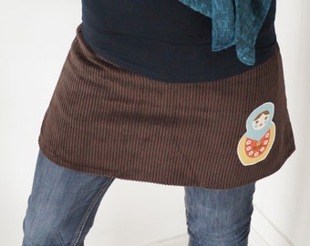 Size S/meter, cord skirt with Matrouschka