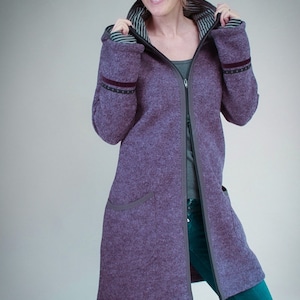 Hooded coat made of wool, Betty, women's wool coat, with collar in many colors image 5