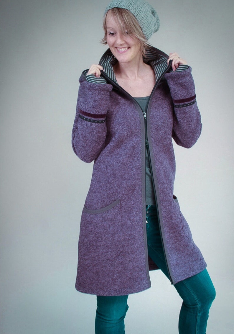 Hooded coat made of wool, Betty, women's wool coat, with collar in many colors image 5