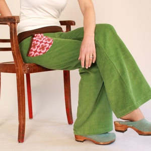 Wide-corduroy flared trousers, corduroy trousers, flared trousers with new pocket fabrics