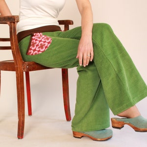 Wide corduroy flared trousers, corduroy trousers, flared trousers with new pocket fabrics